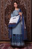 Cotton Ethnic Print Blue Skirt Set (S, M, L, XL)